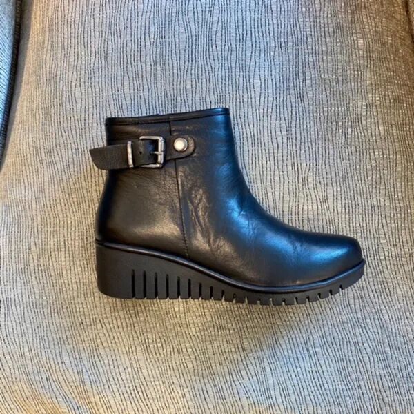 Bottines compensées cuir noir 