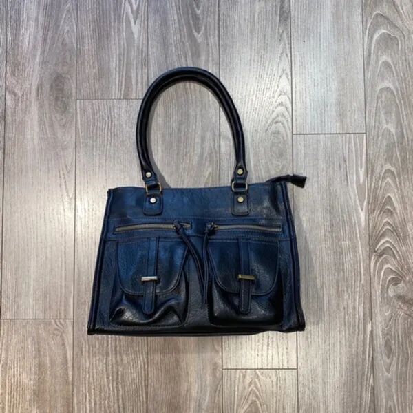 Sac anses et bandoulière double poche noir 