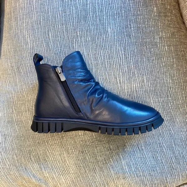 Bottines double zip marine